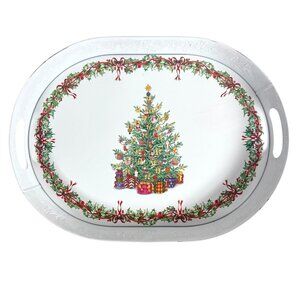 Christopher Radko Holiday Celebrations Oval Christmas Platter Metal 16" x 12"